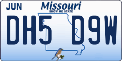 MO license plate DH5D9W
