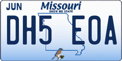 MO license plate DH5E0A