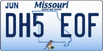 MO license plate DH5E0F