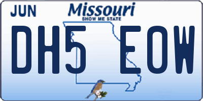 MO license plate DH5E0W