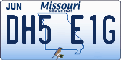 MO license plate DH5E1G