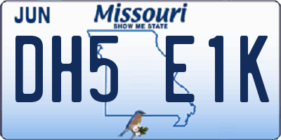 MO license plate DH5E1K