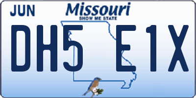 MO license plate DH5E1X