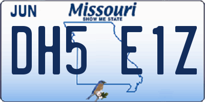 MO license plate DH5E1Z