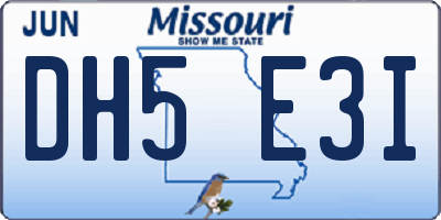 MO license plate DH5E3I