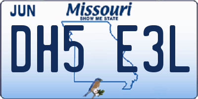 MO license plate DH5E3L