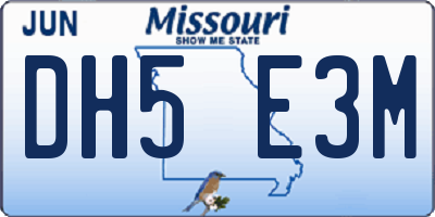 MO license plate DH5E3M