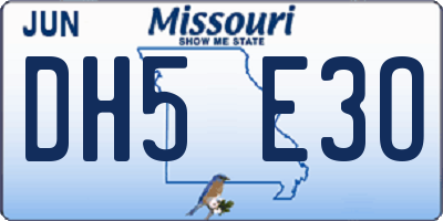 MO license plate DH5E3O