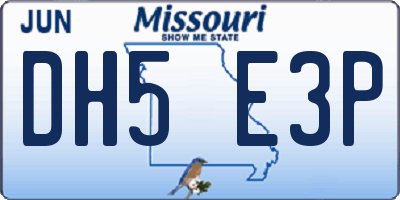 MO license plate DH5E3P