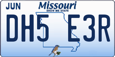 MO license plate DH5E3R