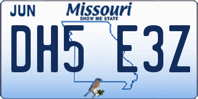 MO license plate DH5E3Z
