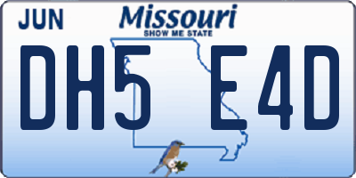 MO license plate DH5E4D