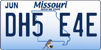 MO license plate DH5E4E
