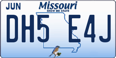 MO license plate DH5E4J