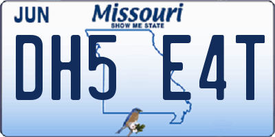 MO license plate DH5E4T