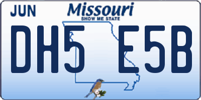 MO license plate DH5E5B