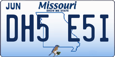 MO license plate DH5E5I