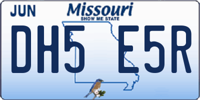 MO license plate DH5E5R