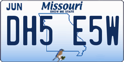 MO license plate DH5E5W