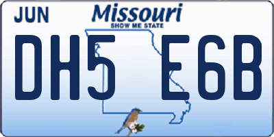 MO license plate DH5E6B