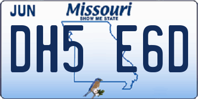 MO license plate DH5E6D