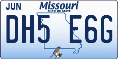 MO license plate DH5E6G