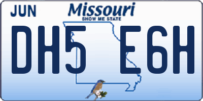 MO license plate DH5E6H