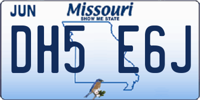 MO license plate DH5E6J