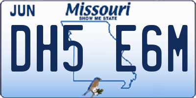 MO license plate DH5E6M