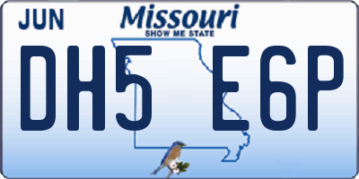 MO license plate DH5E6P