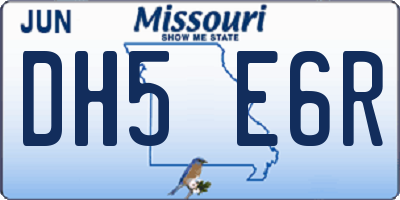MO license plate DH5E6R