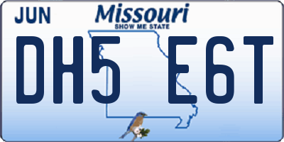 MO license plate DH5E6T