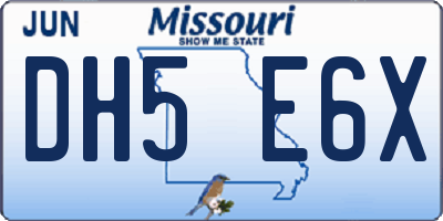 MO license plate DH5E6X