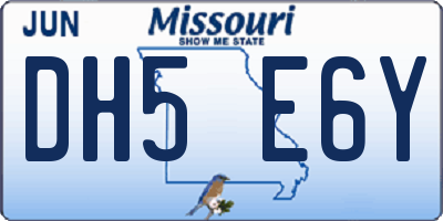 MO license plate DH5E6Y