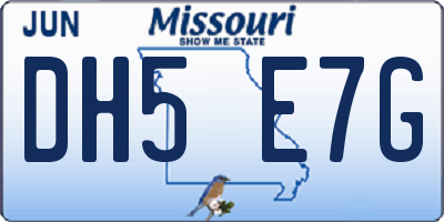 MO license plate DH5E7G