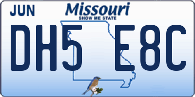 MO license plate DH5E8C