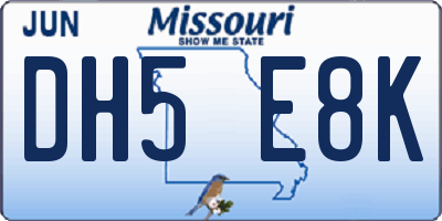 MO license plate DH5E8K