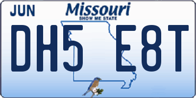 MO license plate DH5E8T