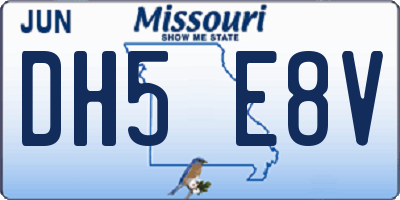 MO license plate DH5E8V