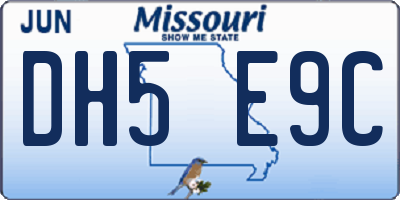 MO license plate DH5E9C