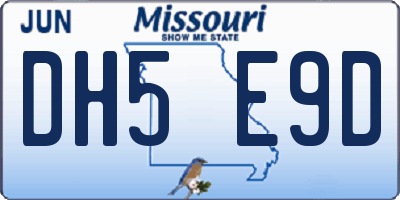 MO license plate DH5E9D