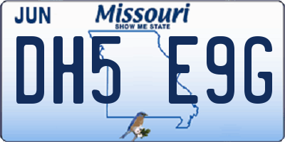 MO license plate DH5E9G