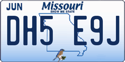 MO license plate DH5E9J