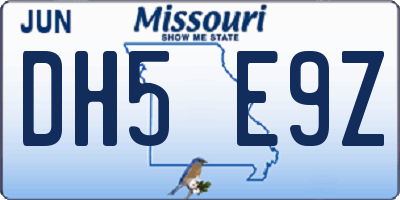 MO license plate DH5E9Z