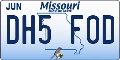 MO license plate DH5F0D