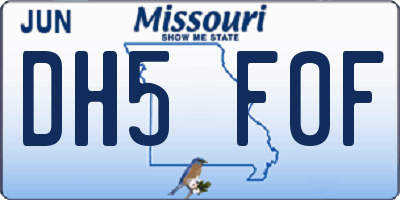 MO license plate DH5F0F