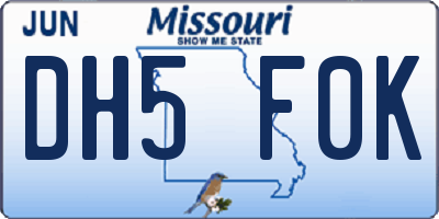 MO license plate DH5F0K