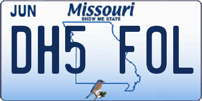 MO license plate DH5F0L