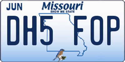 MO license plate DH5F0P