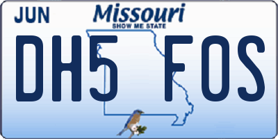 MO license plate DH5F0S